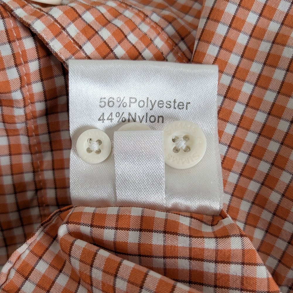 Simms Orange and White Gingham Button-Down Shirt - image 11